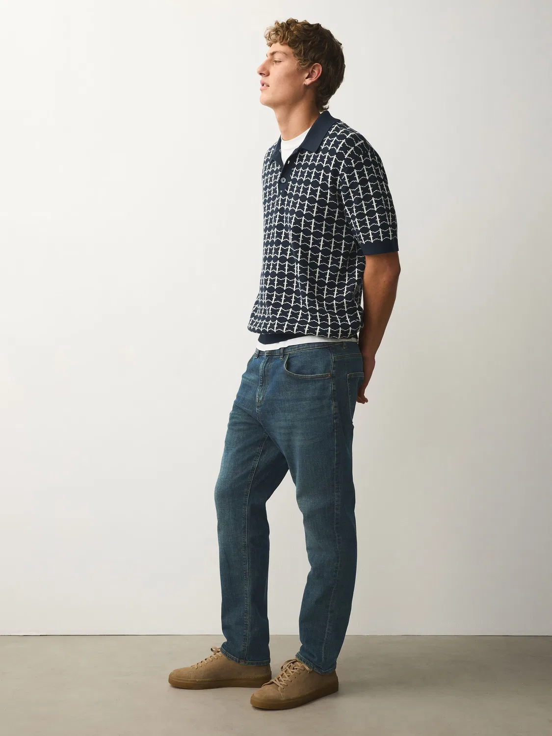 Джинсы классические, slim fit Next, сине-зеленый — фото 4