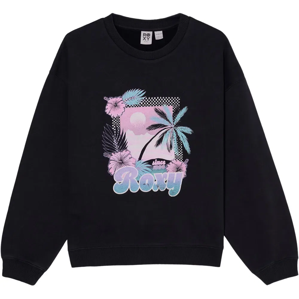 Детский свитшот для девочек оверсайз Roxy Lineup Crew Bru, Black
