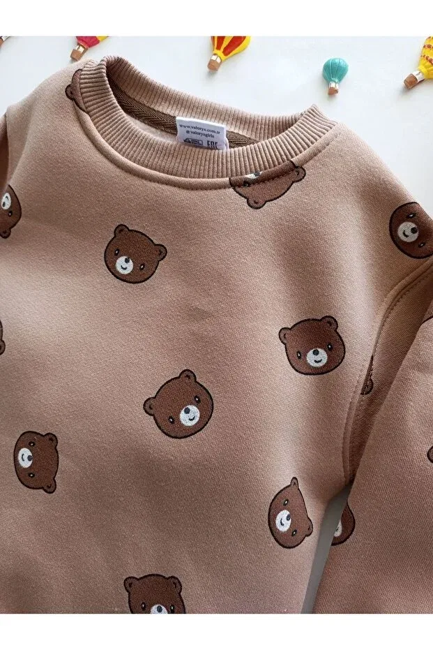 Детский комплект свитшота и брюк с принтом Bears teddy bear Valorya, Brown — фото 4