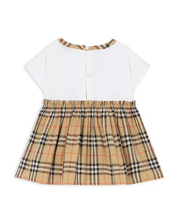 Детский комплект из платья и шорт с принтом Burberry Check Deborah Bow, белый — фото 3