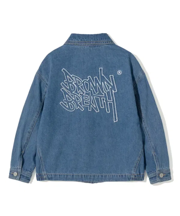 Джинсовая куртка для мальчиков с тэгом, Kids tag denim jacket Brownbreath Kids, синий — фото 3