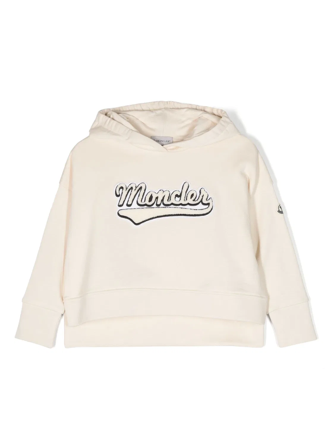 Худи с капюшоном и длинным рукавом Enfant Logo Flocked Moncler, Cream