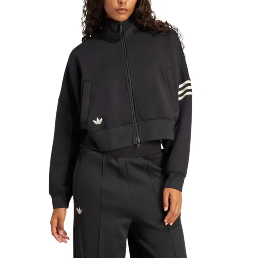 Женская толстовка на молнии с 3 полосками Adidas Originals, Black — фото 3