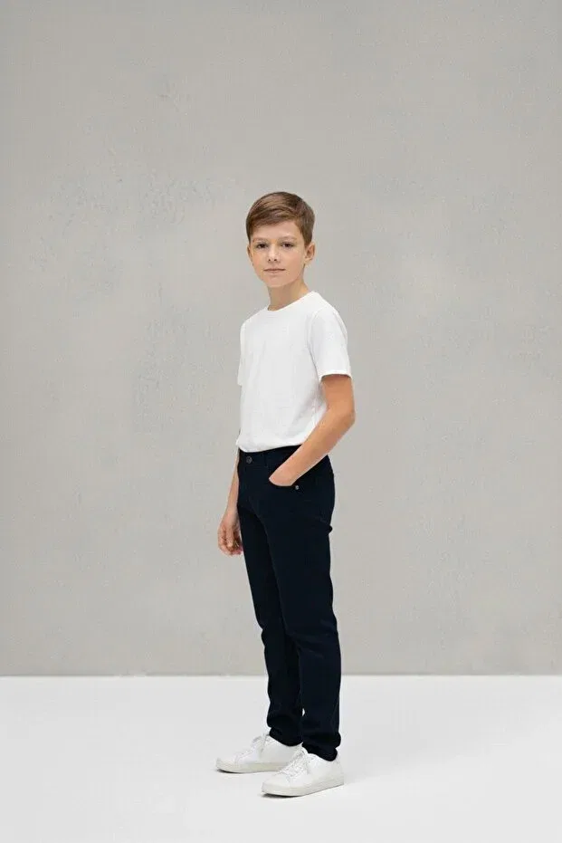 Детские брюки-чинос для мальчиков льняные Wkm, Navy Blue — фото 2