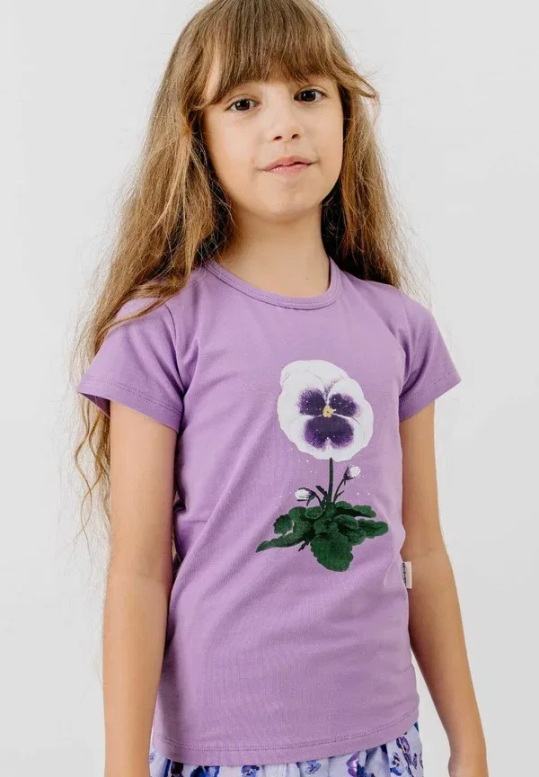 Футболка с цветочным принтом Violas Walkiddy Purple, фиолетовый — фото 2