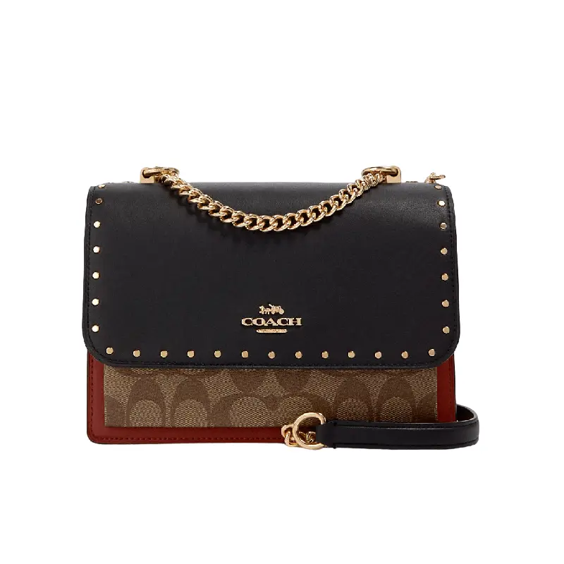 

Сумка Coach Outlet Klare Crossbody In Signature Canvas With Rivets, коричневый/черный/красный