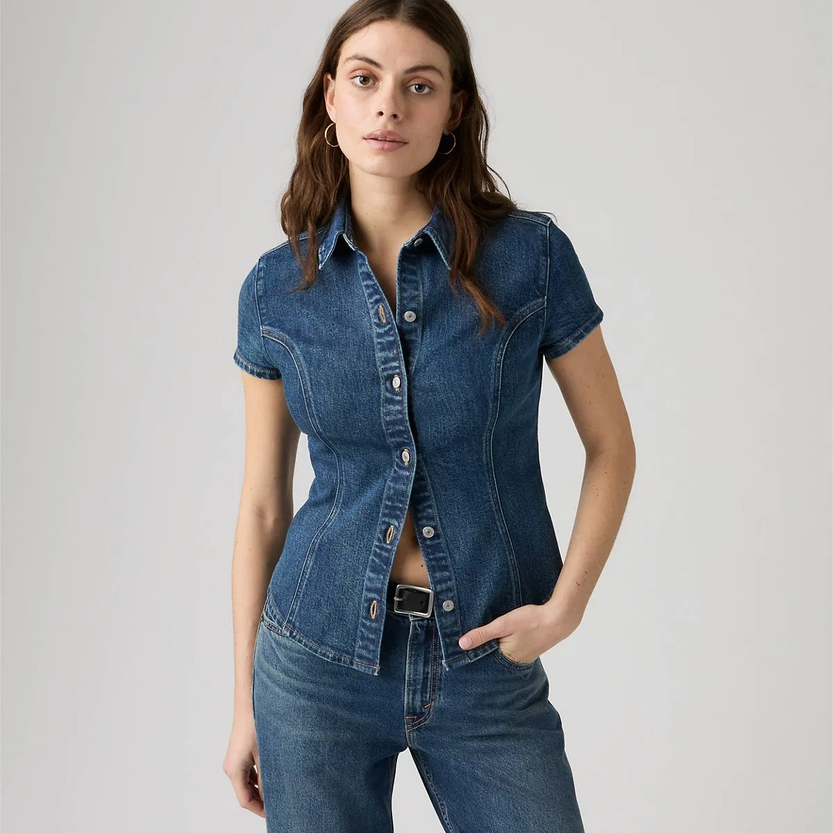 Джинсовая рубашка с коротким рукавом Levi's, As Seen On Tv Shirt - Dark Wash