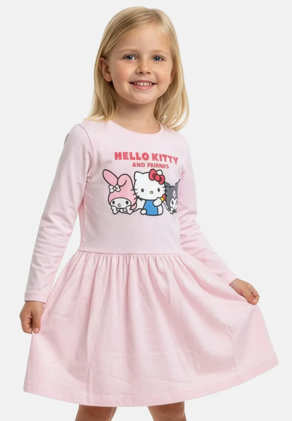 Платье Kuromi My Melody, юбка с длинными рукавами - трикотажное платье Hello Kitty, Rosa