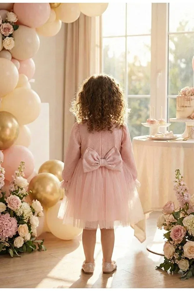 Детское платье для девочек с длинным рукавом Cinderella Penu Baby Kids, Pink — фото 4