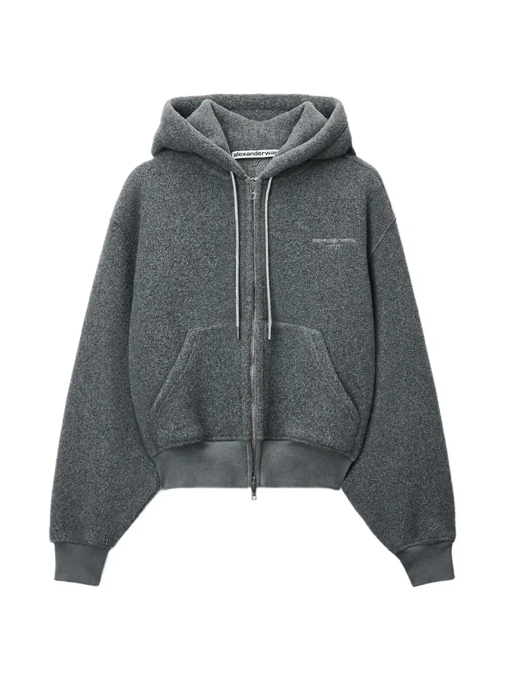 Укороченное худи на молнии Alexander Wang, серый
