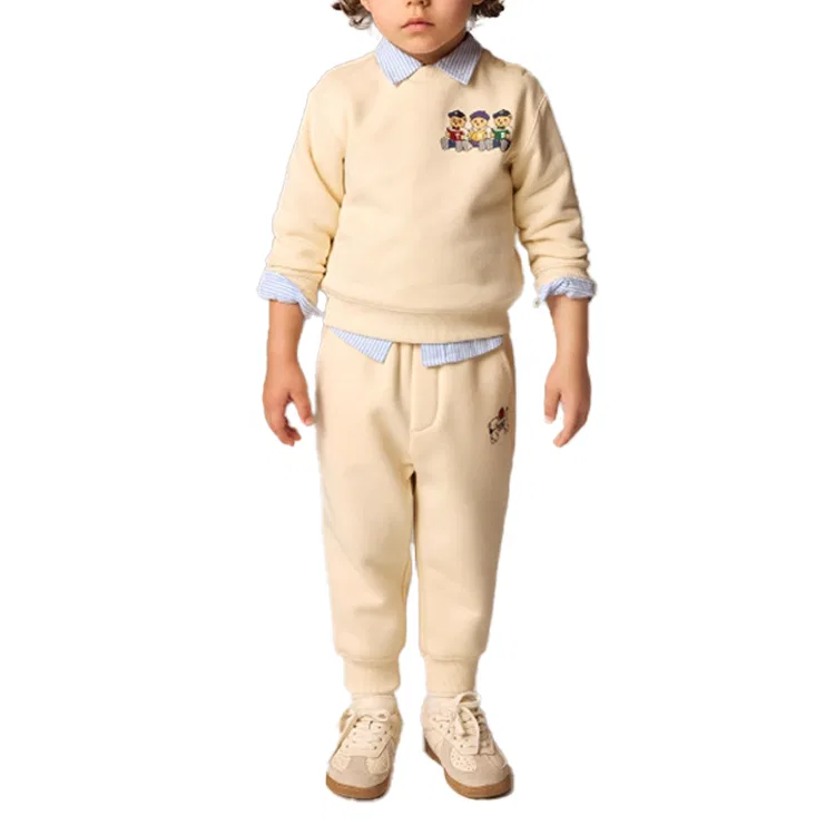 Детский комплект из футера с начесом Casual Sportswear Teenie Weenie Men, Ecru