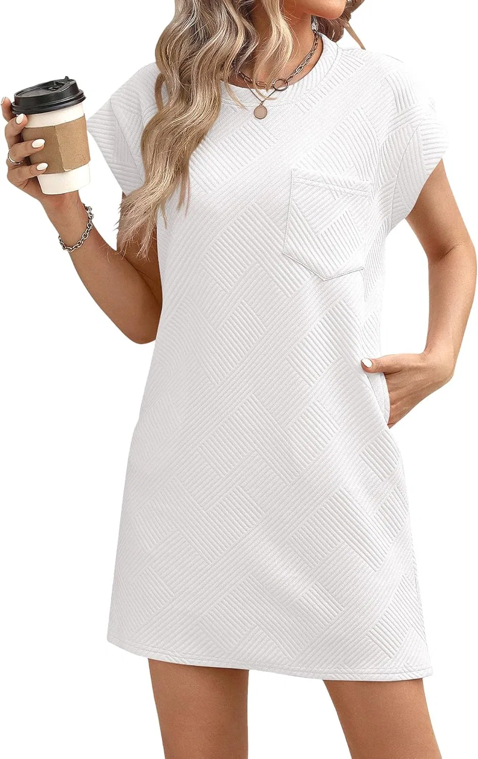 Женское летнее короткое платье-футболка с капюшоном, White