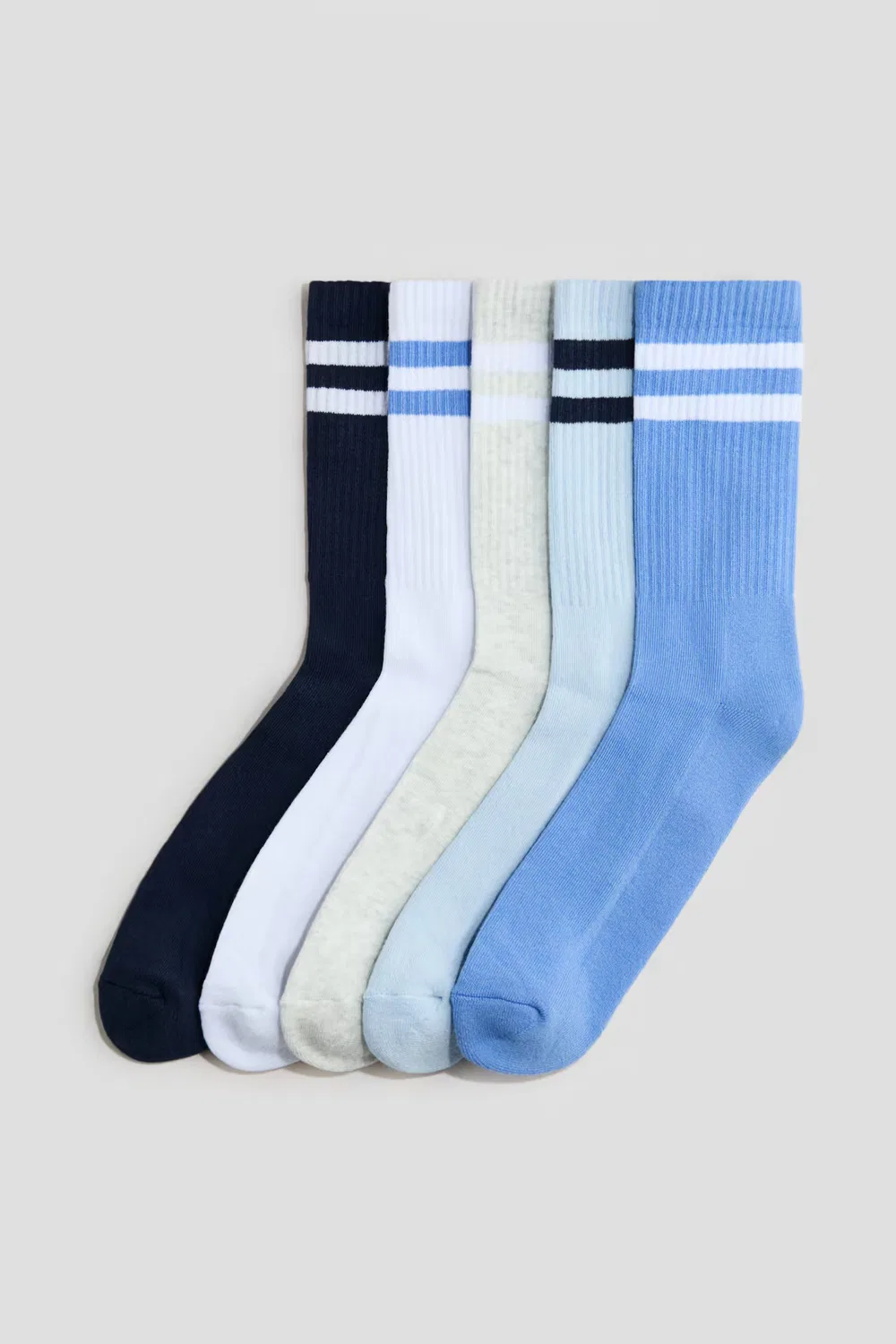 Набор из 5 ребристых махровых носков H&M, Blau/Weiß