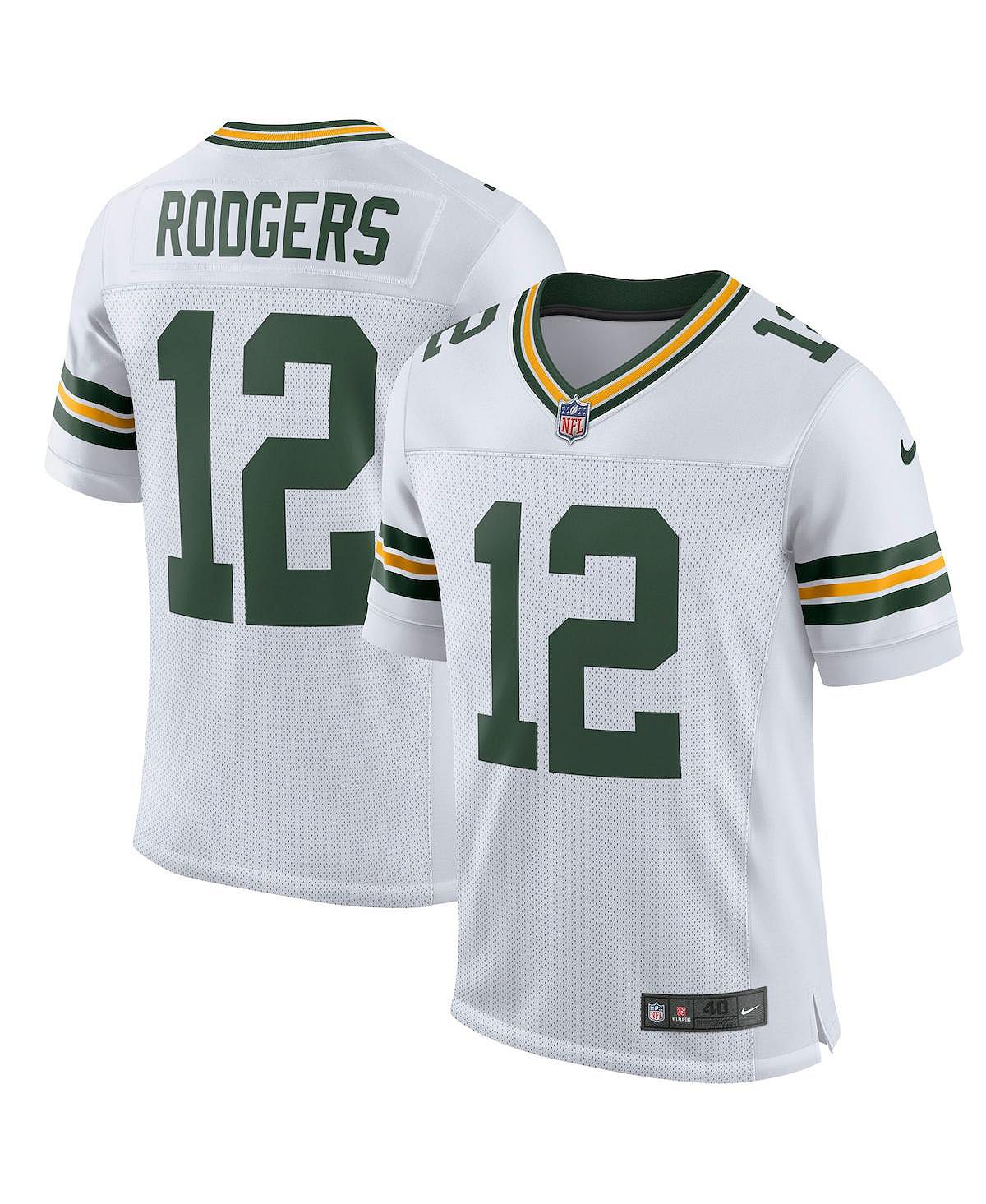 Мужская классическая футболка aaron rodgers white green bay packers elite player Nike, белый - фото