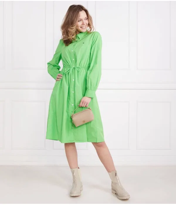 Женское платье миди с длинным рукавом 1985 Knee Dress Tommy Hilfiger, зеленый — фото 2