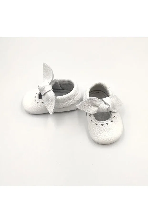 Детские кожаные лоферы для девочек с принтом Baby Star Bebekstar, White