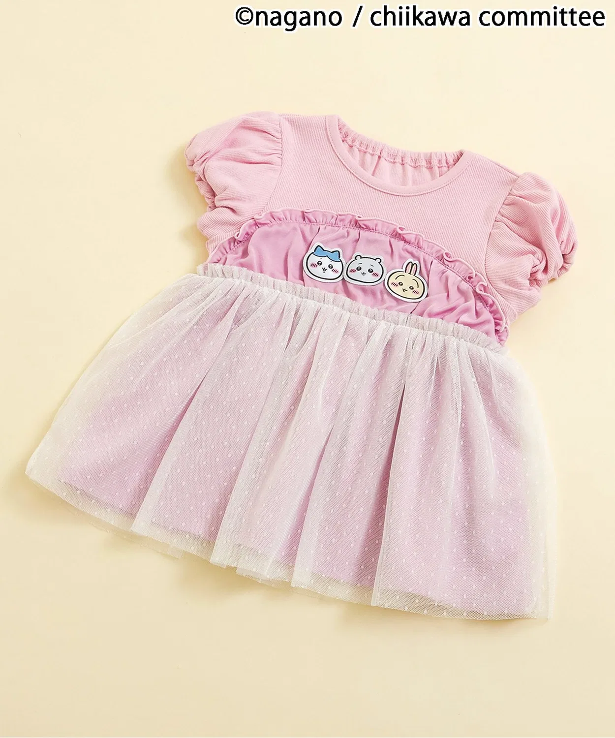Детская футболка с принтом Chiikawa из хлопка с тюлем, модель Chiffon Dock, apres les cours, Pink