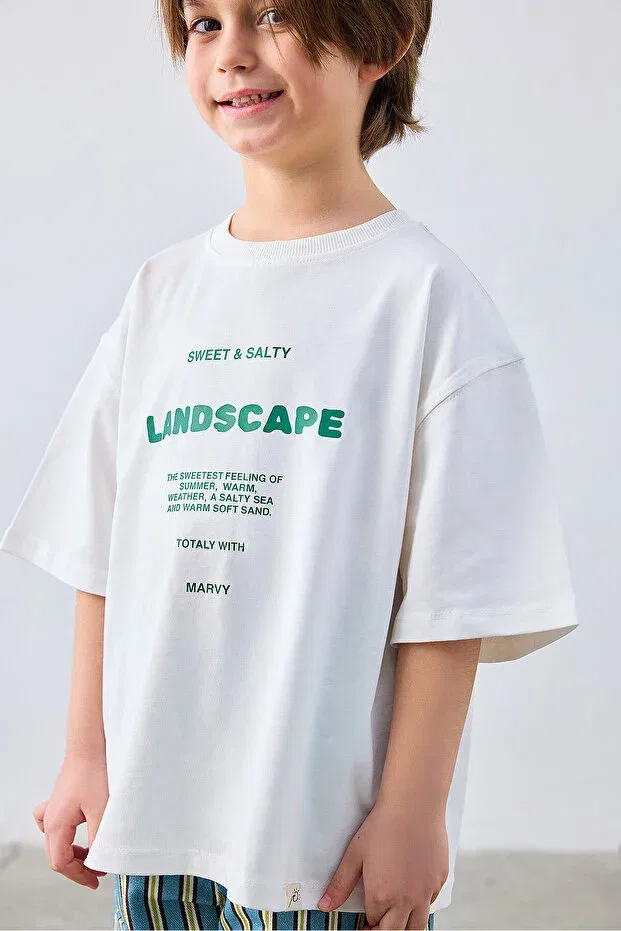 Детская футболка с принтом Sweet & Salty Printed Tshirt Marvy, Ecru