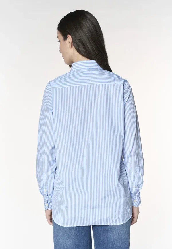 Блузка с принтом в полоску и хлопковым составом button-down blouse, U.S. Polo Assn., мультиколорe — фото 3