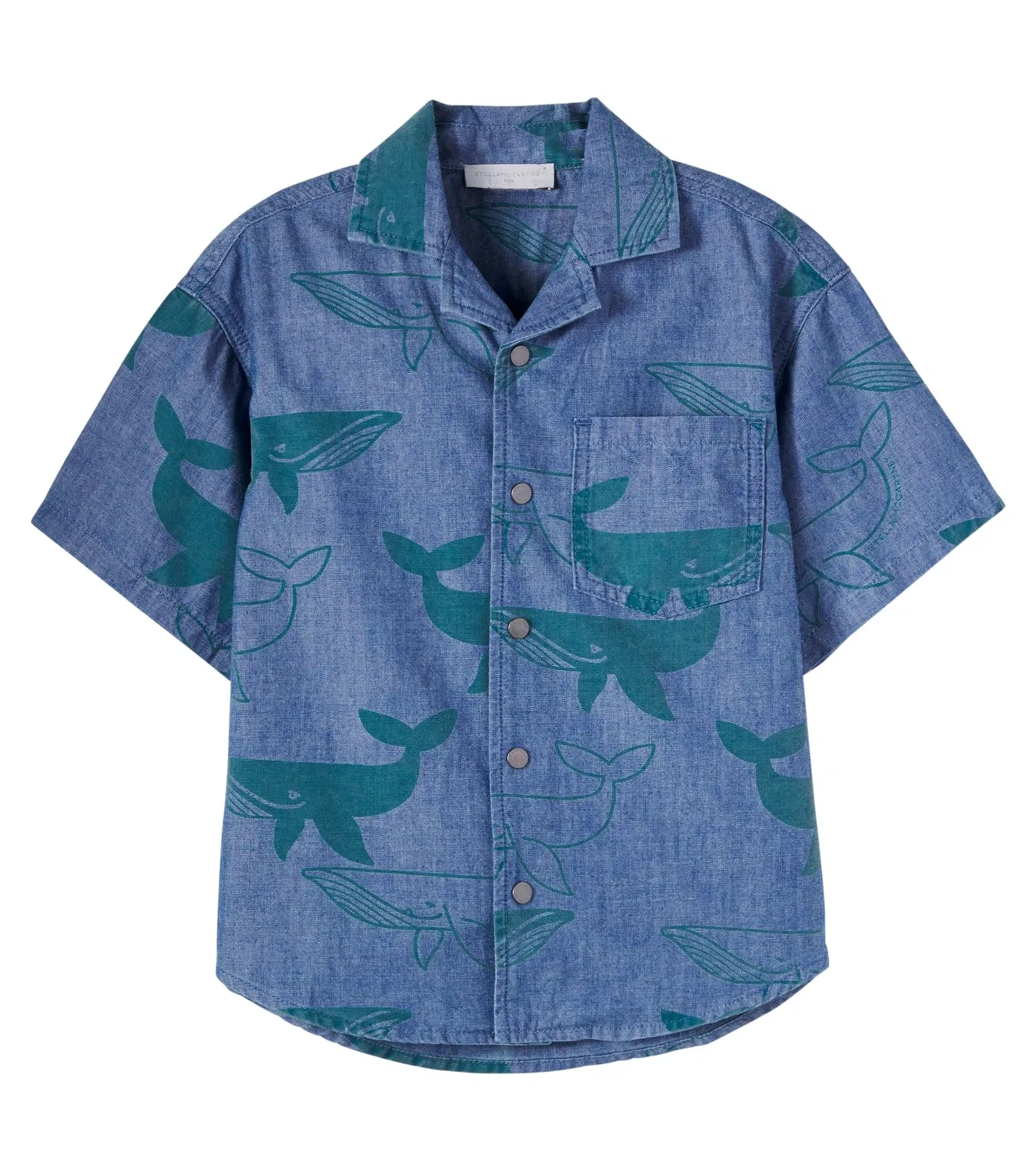 Джинсовая рубашка для боулинга с принтом Stella Mccartney Kids, синий