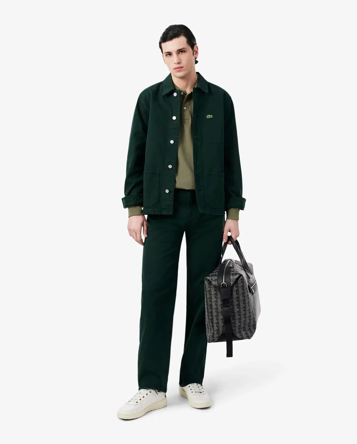 Поло мужское Lacoste L.12.12 светлый с длинным рукавом, из органического хлопка, Verde Militar — фото 4