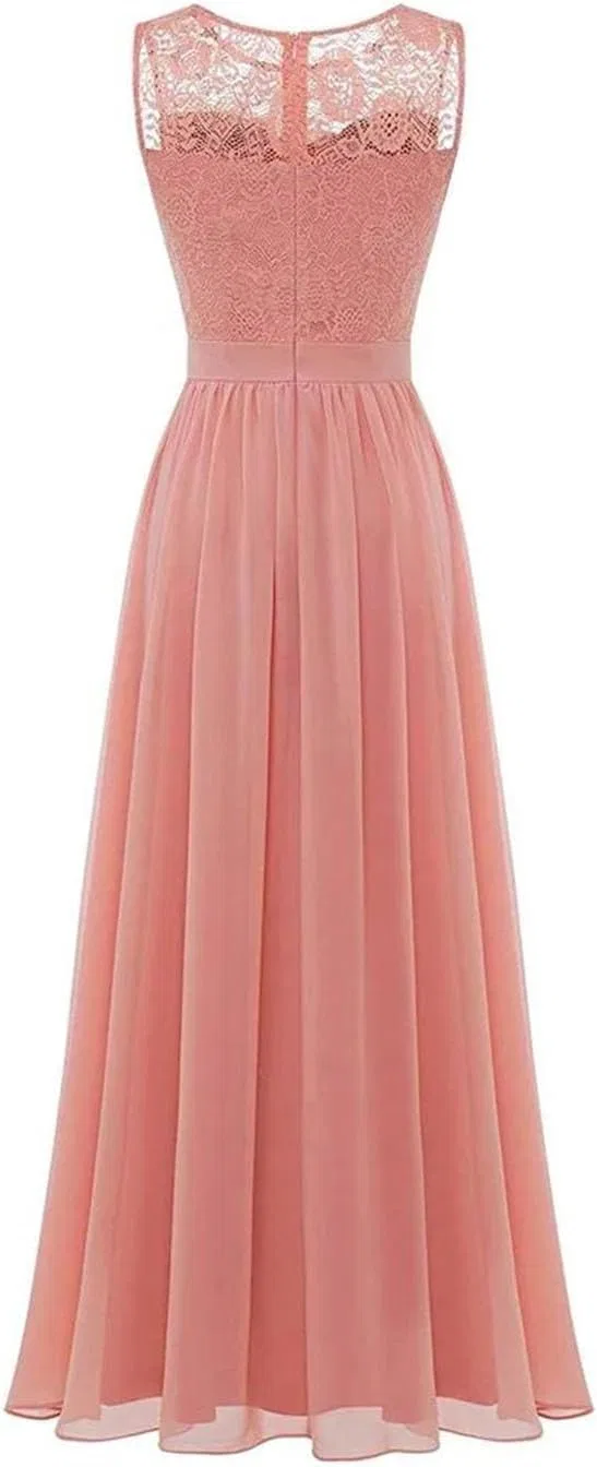 Женское вечернее платье макси из кружева и шифона Vintage, Claret — фото 2