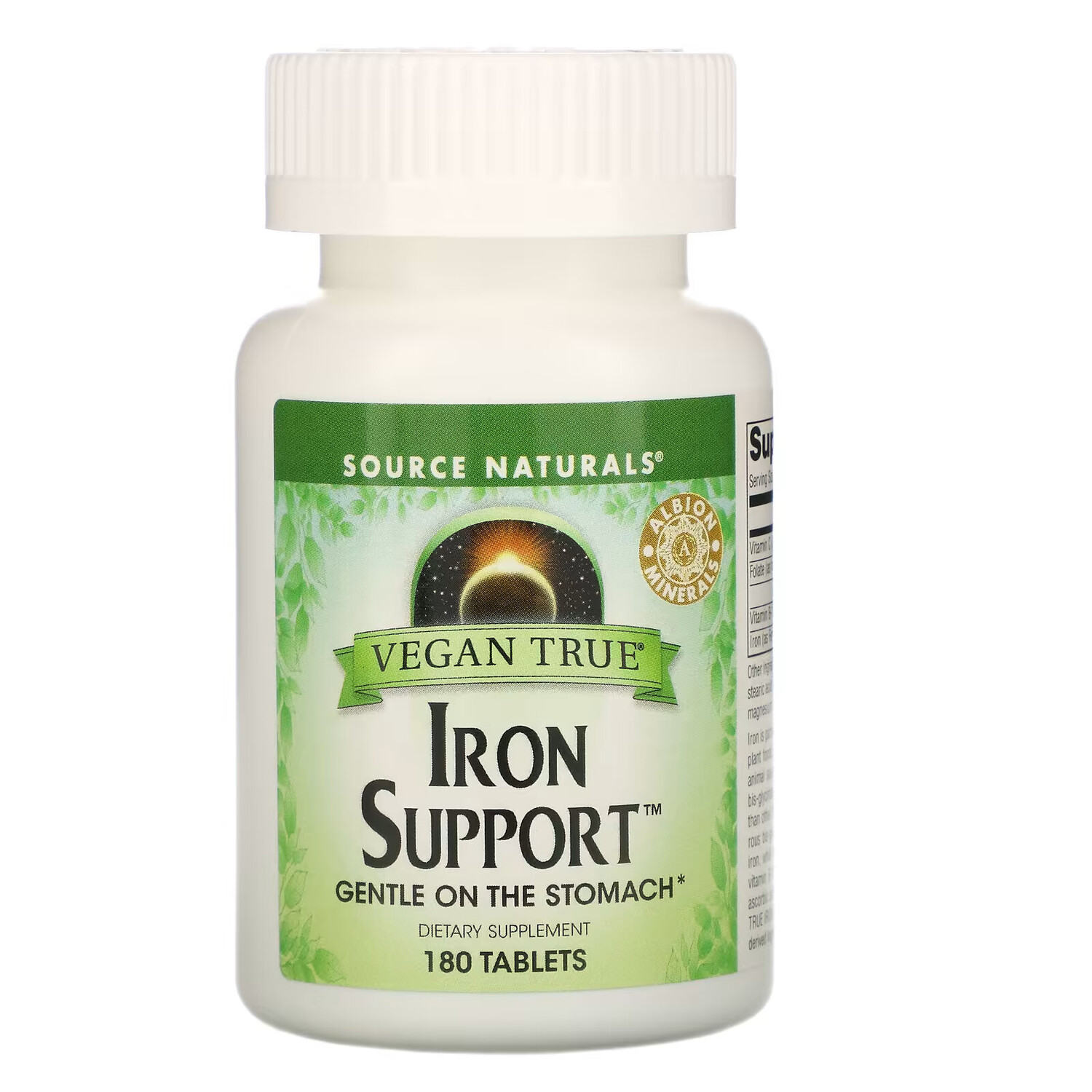 

Source Naturals, Vegan True, Iron Support (препарат для поддержания уровня железа, подходит для веганов), 180 таблеток