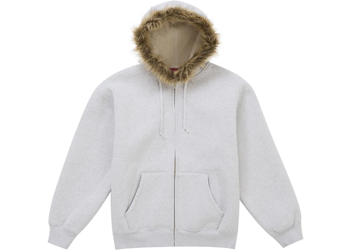 Мужская худи с искусственным мехом, Faux Fur Zip Up Hooded Sweatshirt Supreme, Heather Grey