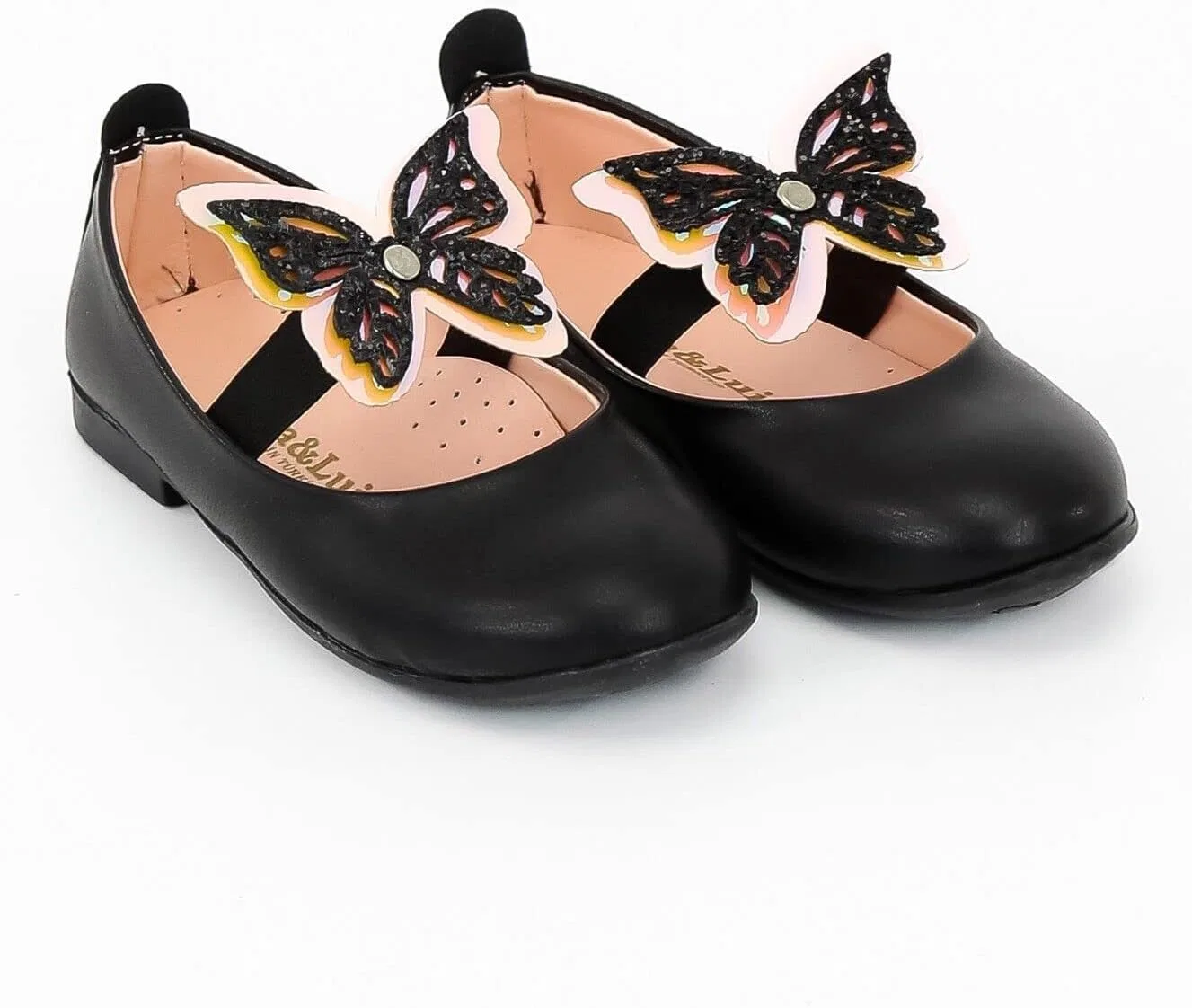 Детские туфли-балетки для девочек с блестками Mary Janes SIRRI, Black — фото 2