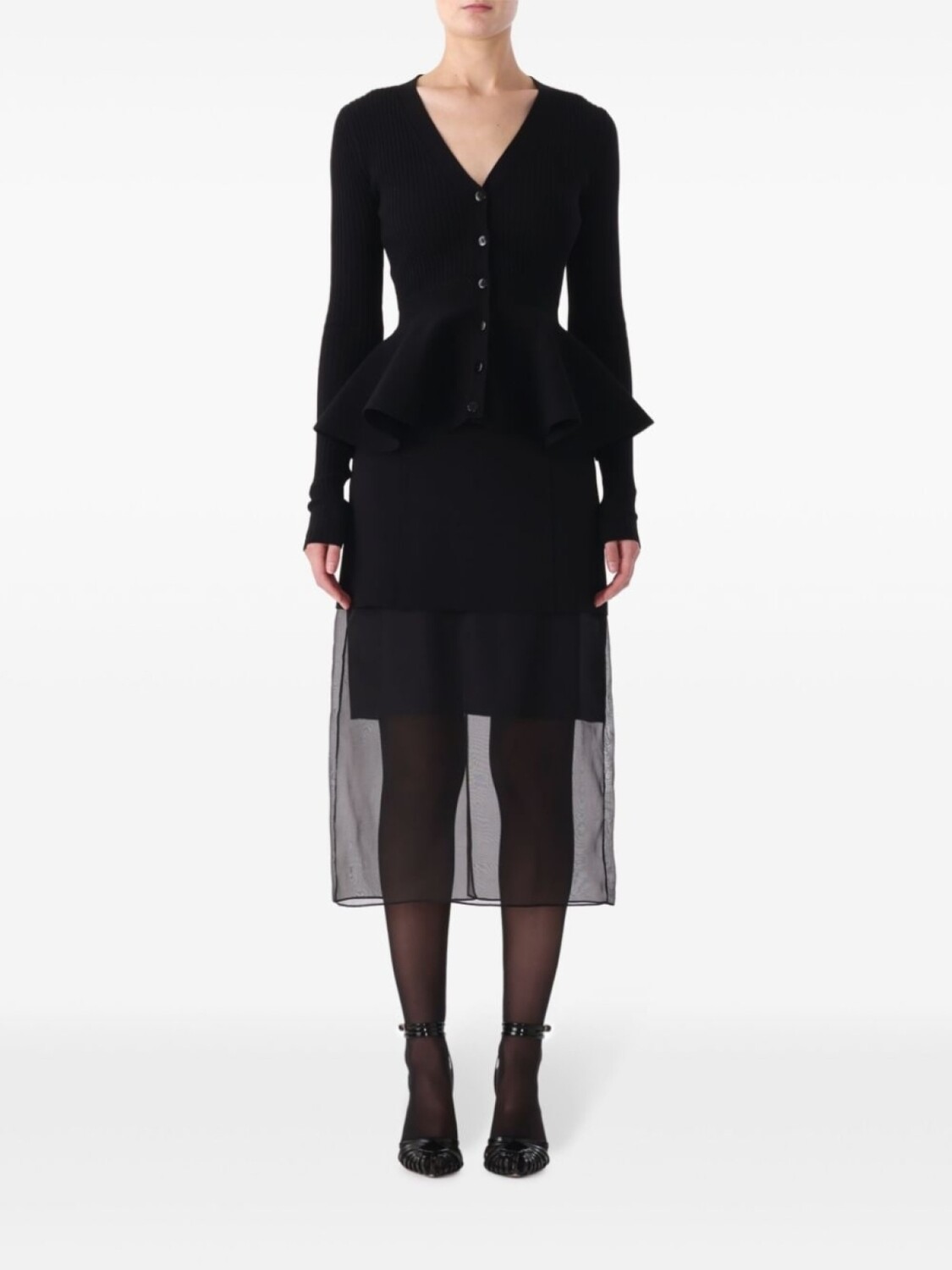 

Кардиган Jason Wu с V-образным вырезом и баской, черный