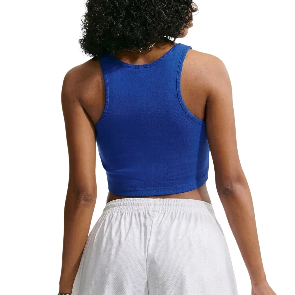 Женская футболка Sportswear Tight Cropped Tank Top 'Old Royal White Metallic Silver' Nike, Old Royal/White/Metallic Silver — фото 2