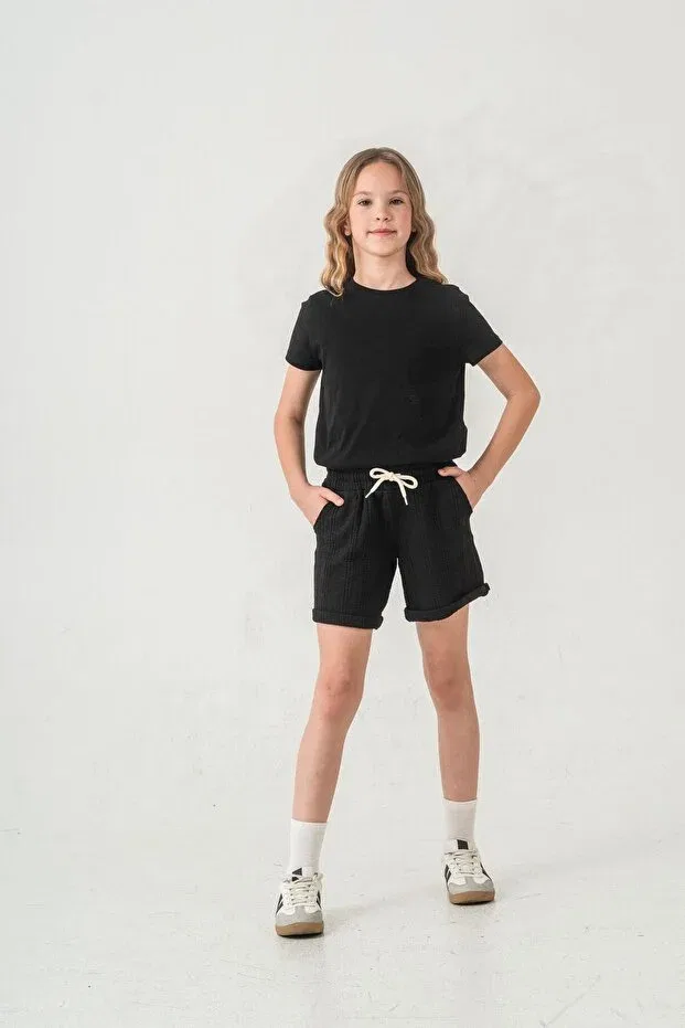 Детские шорты для девочек с широкой штаниной Mışıl Kids, Black