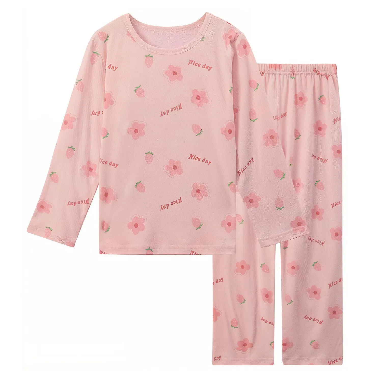 Детский комплект пижамы с принтом Red bean, Cherry Blossom Pink