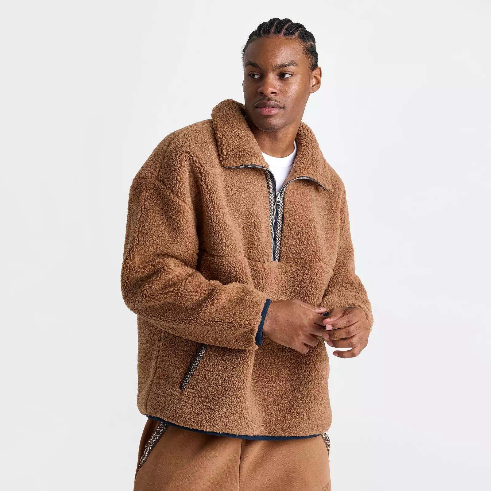 

Пуловер Men's UGG UGGbraid Half-Zip, коричневый