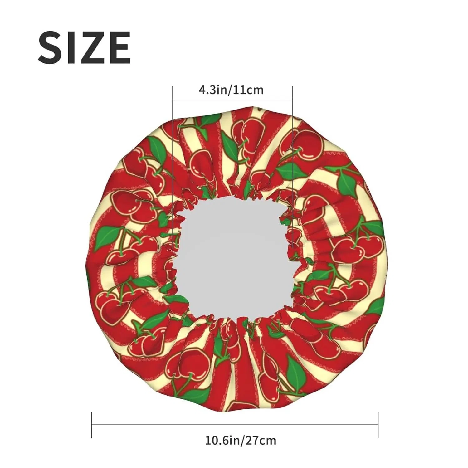 Шапочка для душаs, Reusable Waterproof, Double Layers, Oudrspo, Red Cherry — фото 3