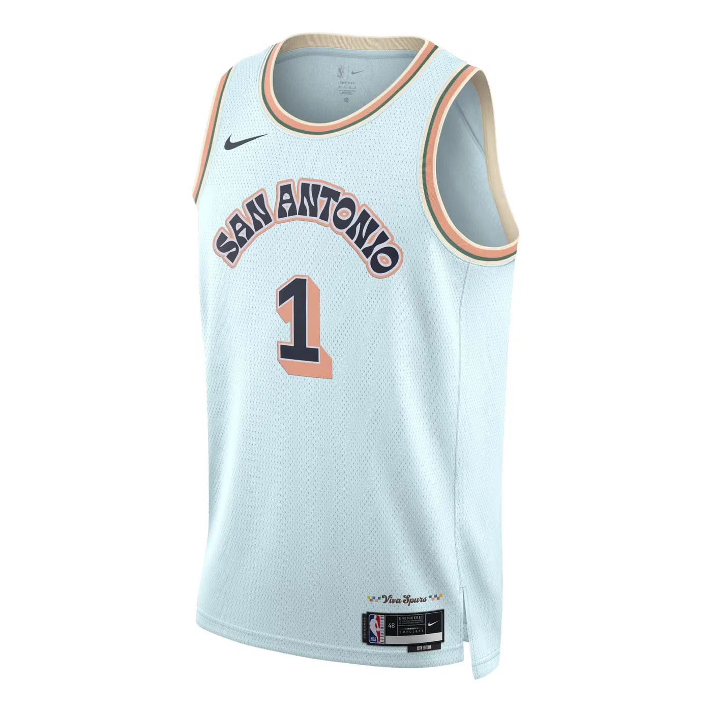 Джерси баскетбольное с принтом Victor Wembanyama San Antonio Spurs Nike, голубой