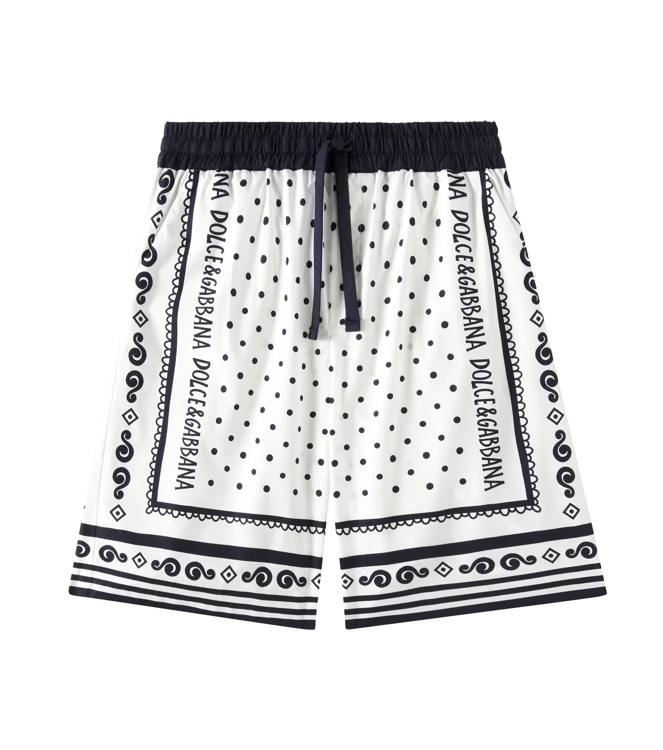 Шорты хлопковые с узором бандана Dolce&Gabbana Kids, белый