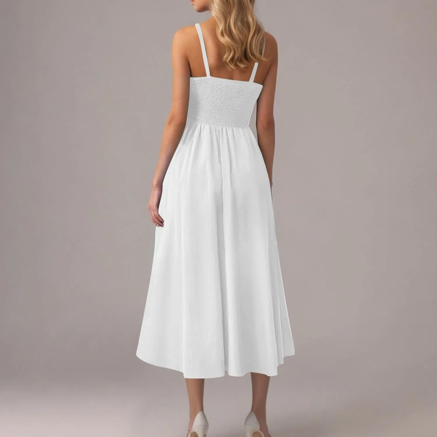 Женское летнее платье на бретелях с квадратным вырезом, Black/White — фото 2