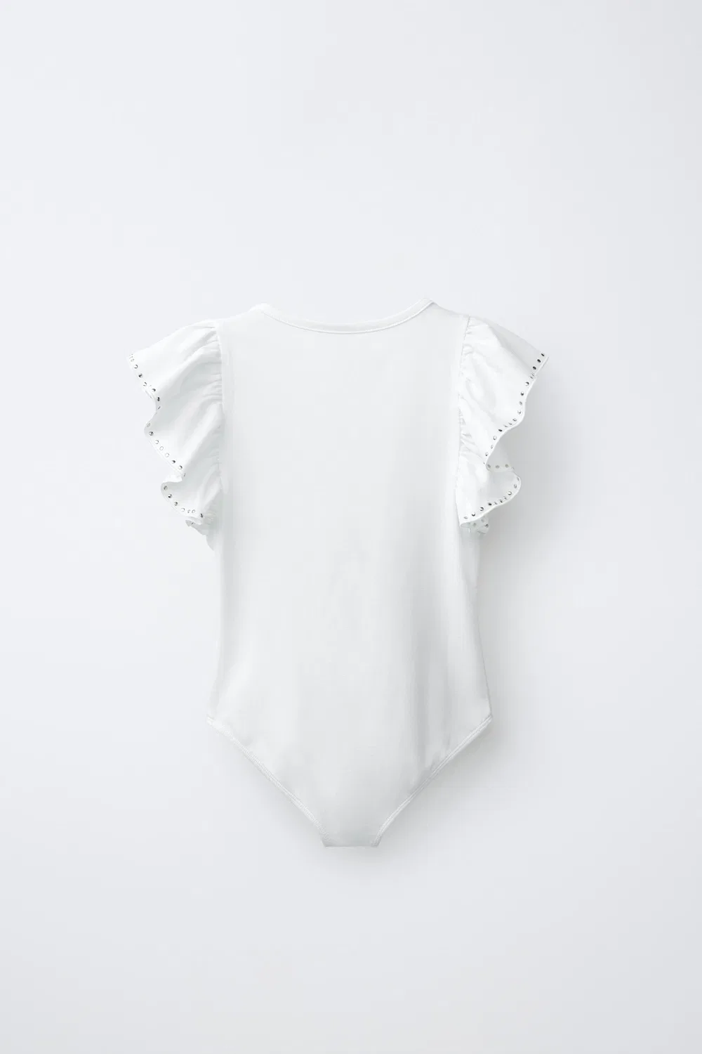 Боди с оборками и заклепками, смесь модала ZARA, White — фото 2