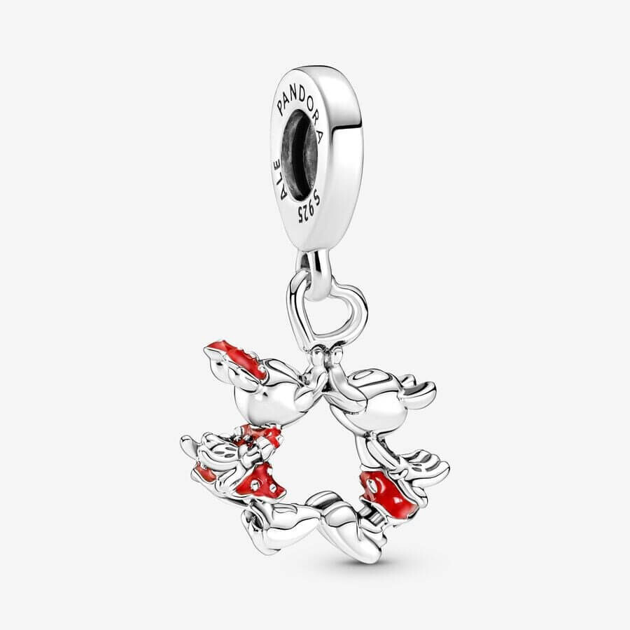 

Шарм-подвеска Pandora x Disney Mickey Mouse & Minnie Mouse Kissing, серебро/красный