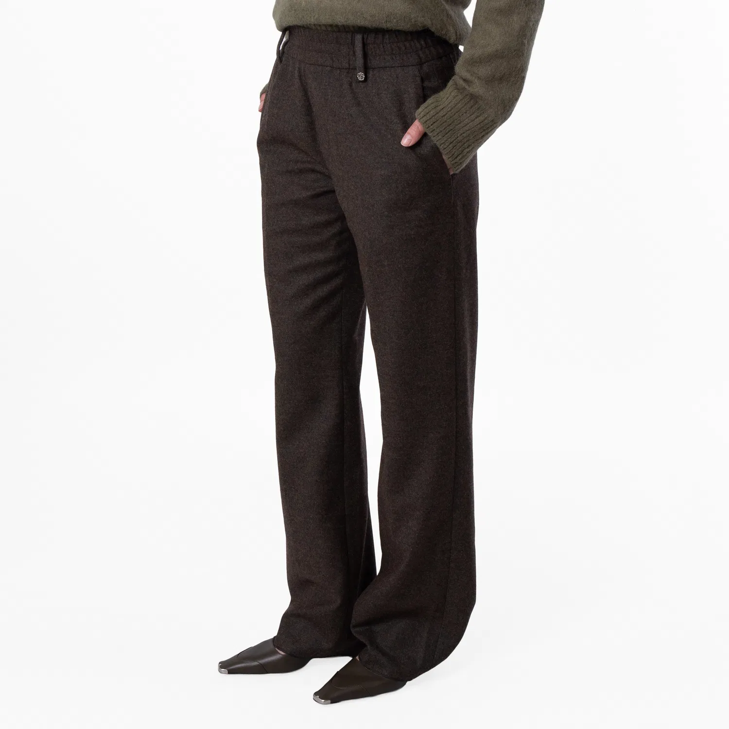 Брюки шерстяные на резинке Elastic-Waist Wool Trousers Burberry, Furrow