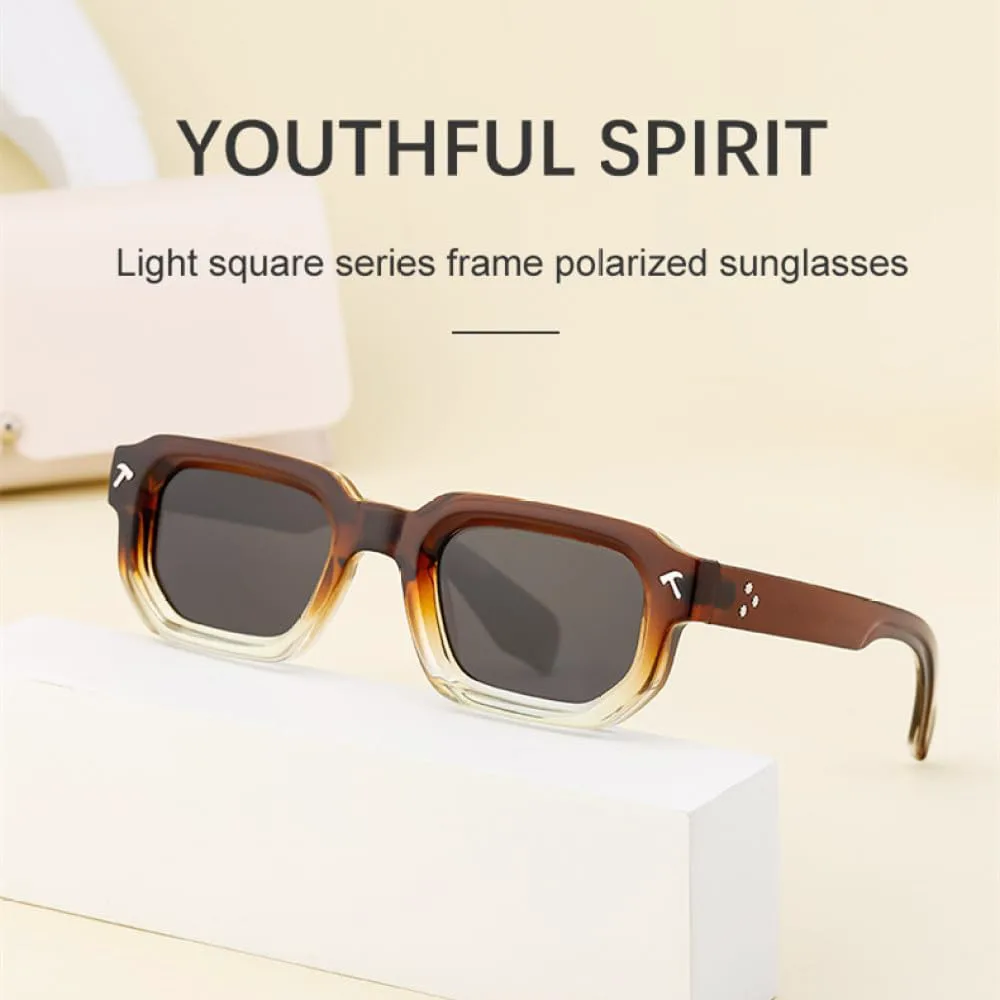 

Поляризованные квадратные солнцезащитные очки для мужчин, роскошные модные прямоугольные солнцезащитные очки для женщин, очки для вождения LVTFCO, Black Gray