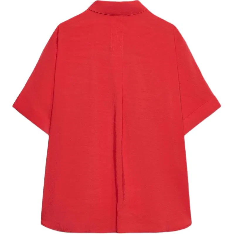 Женская рубашка с отложным воротником прямого кроя Red ZARA, Red — фото 3