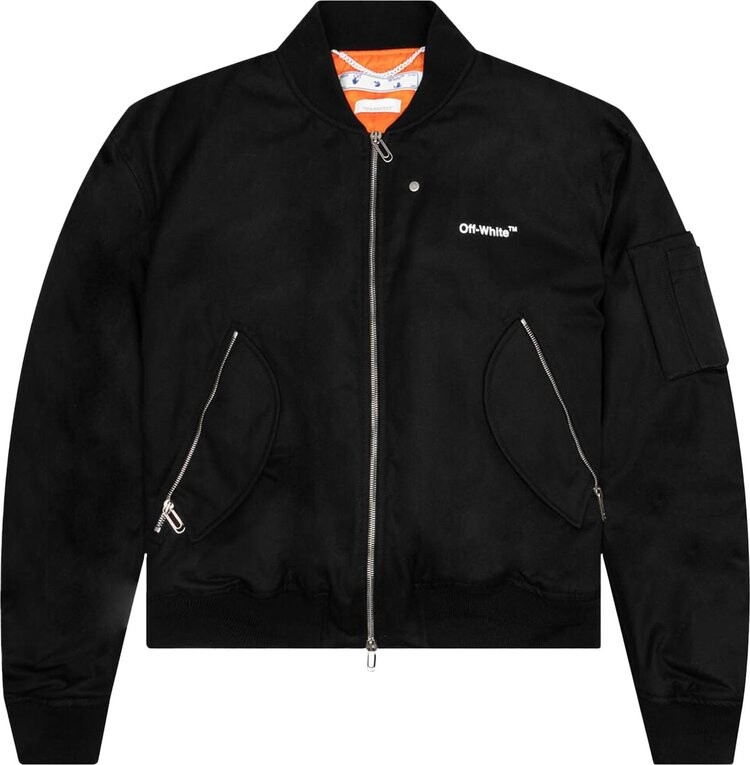 

Куртка Off-White Diag Tab Bomber Jacket 'Black/White', черный