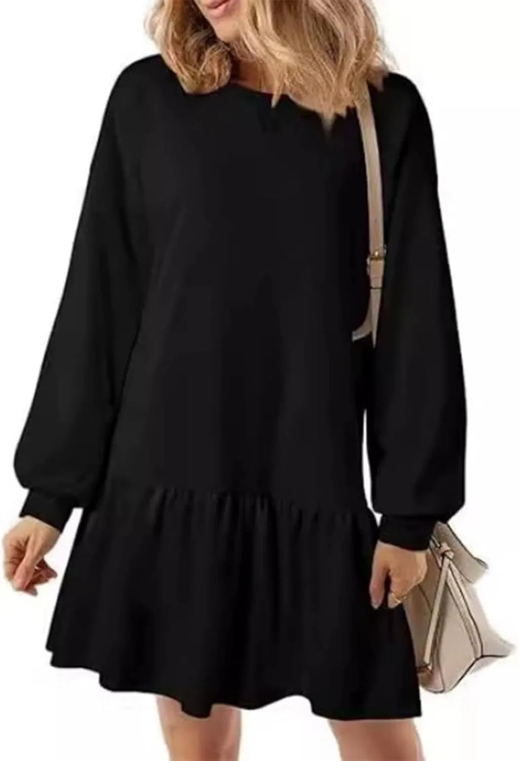 Женское платье с заплатками и оборками, Black