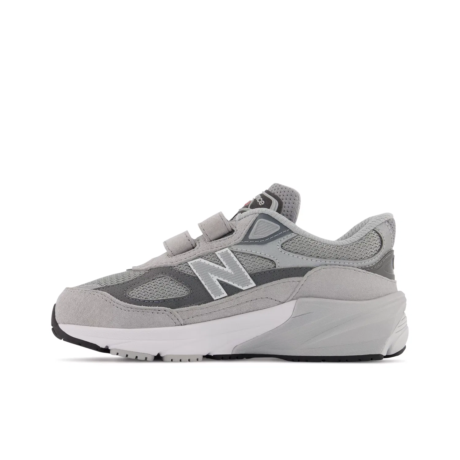 Детские кроссовки на липучках с амортизацией FuelCell 990v6 Hook & Loop New Balance, Grey with Silver — фото 4