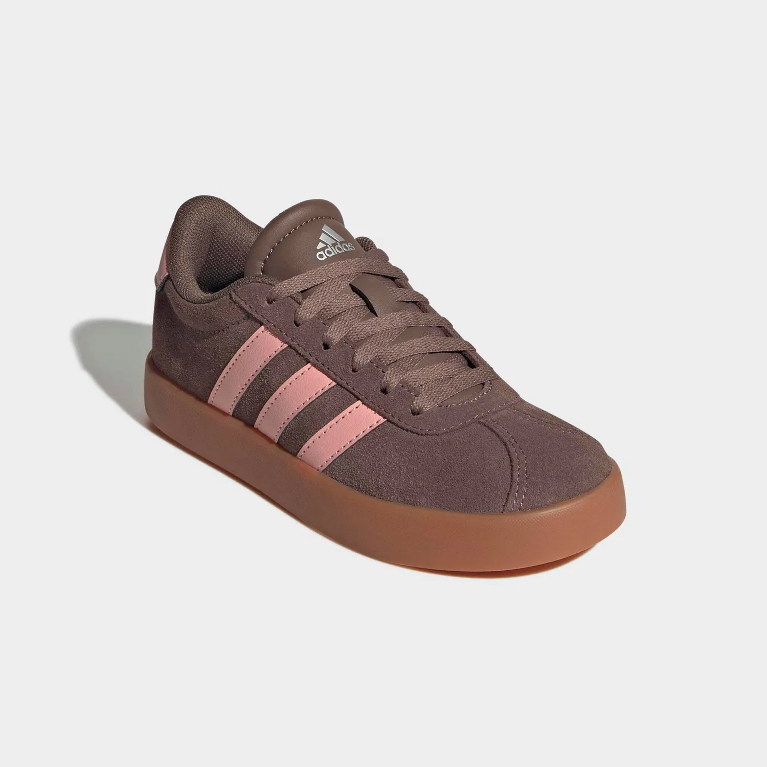 Детские кожаные кроссовки VL Court 3.0 Adidas, Earth Strata/Semi Frozen Turbo/Amber Gum