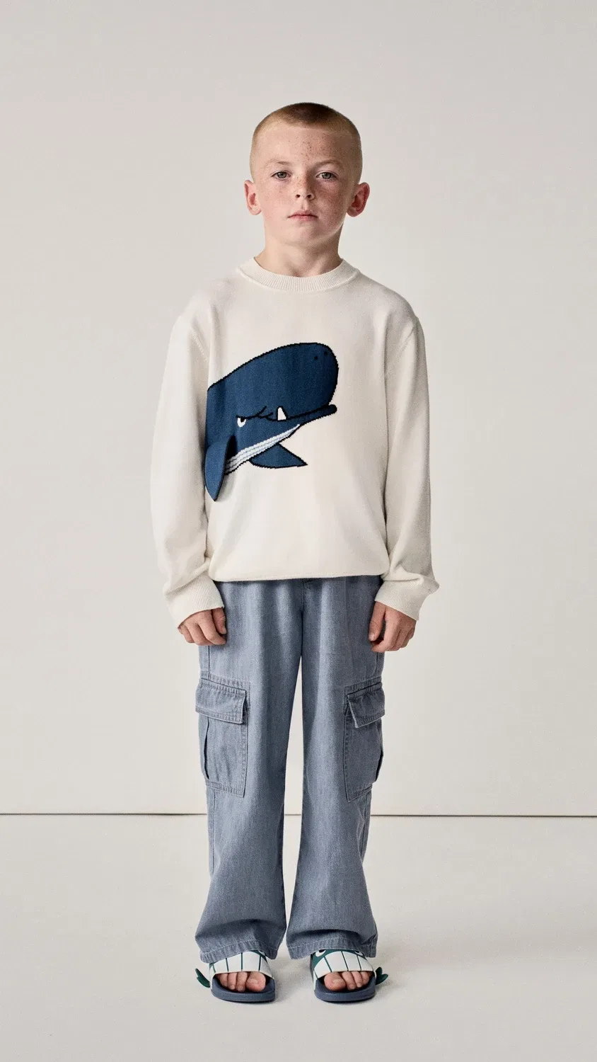 Джинсы-карго с карманами карго Stella Mccartney Kids, синий — фото 4