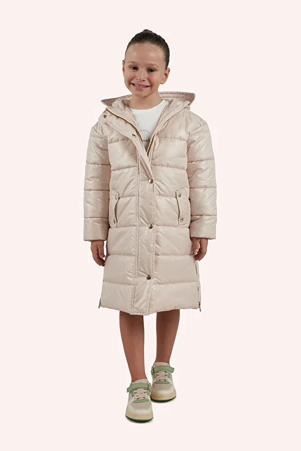 Детский пуховик для девочек с капюшоном Panço, Beige