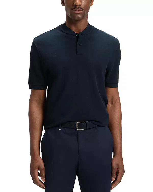 Мужская футболка-поло с коротким рукавом Pratt Henley Shirt Boss, темно-синий